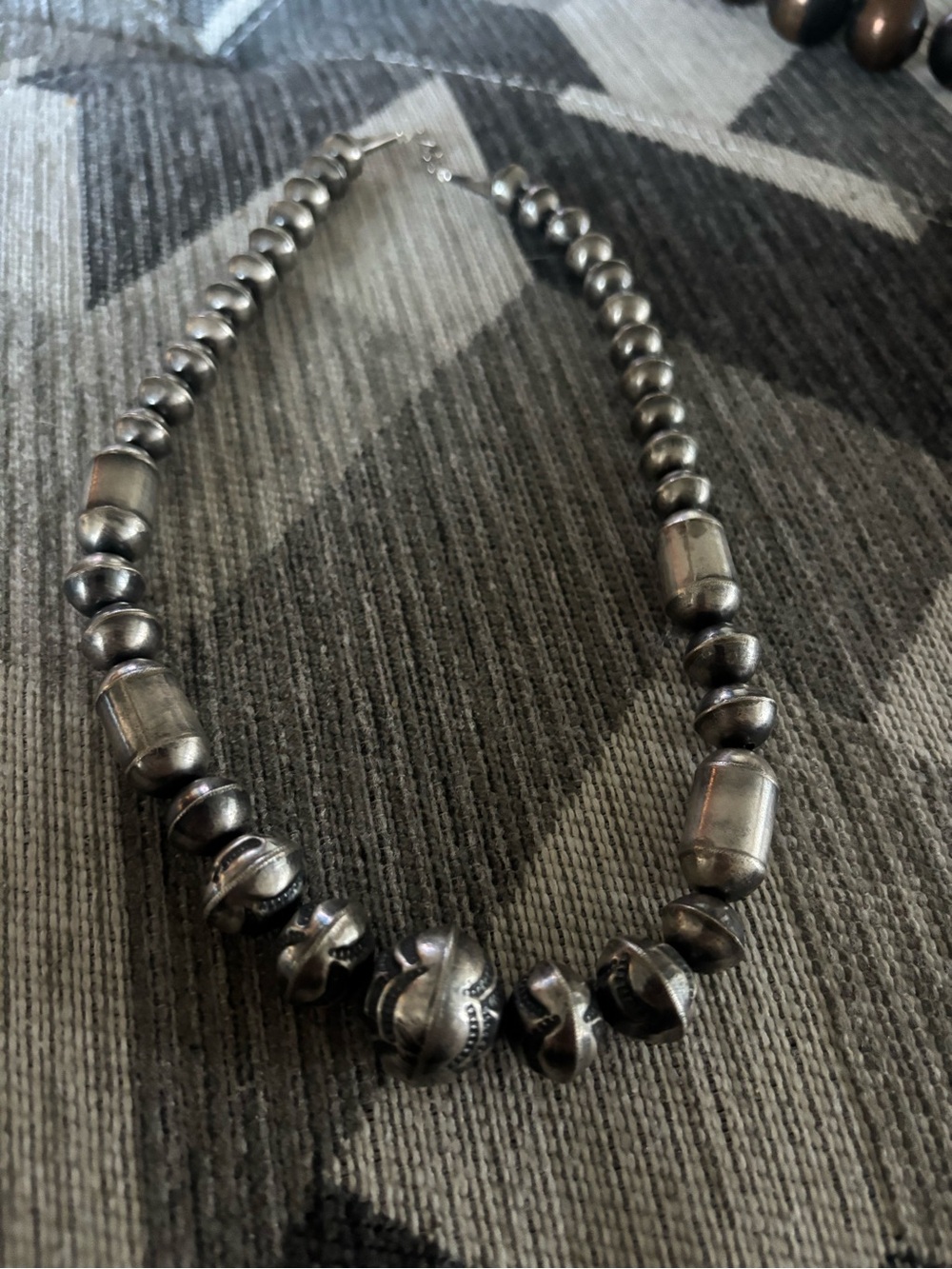 Native Made Sterling Silver Statement Necklace - 18 inch.